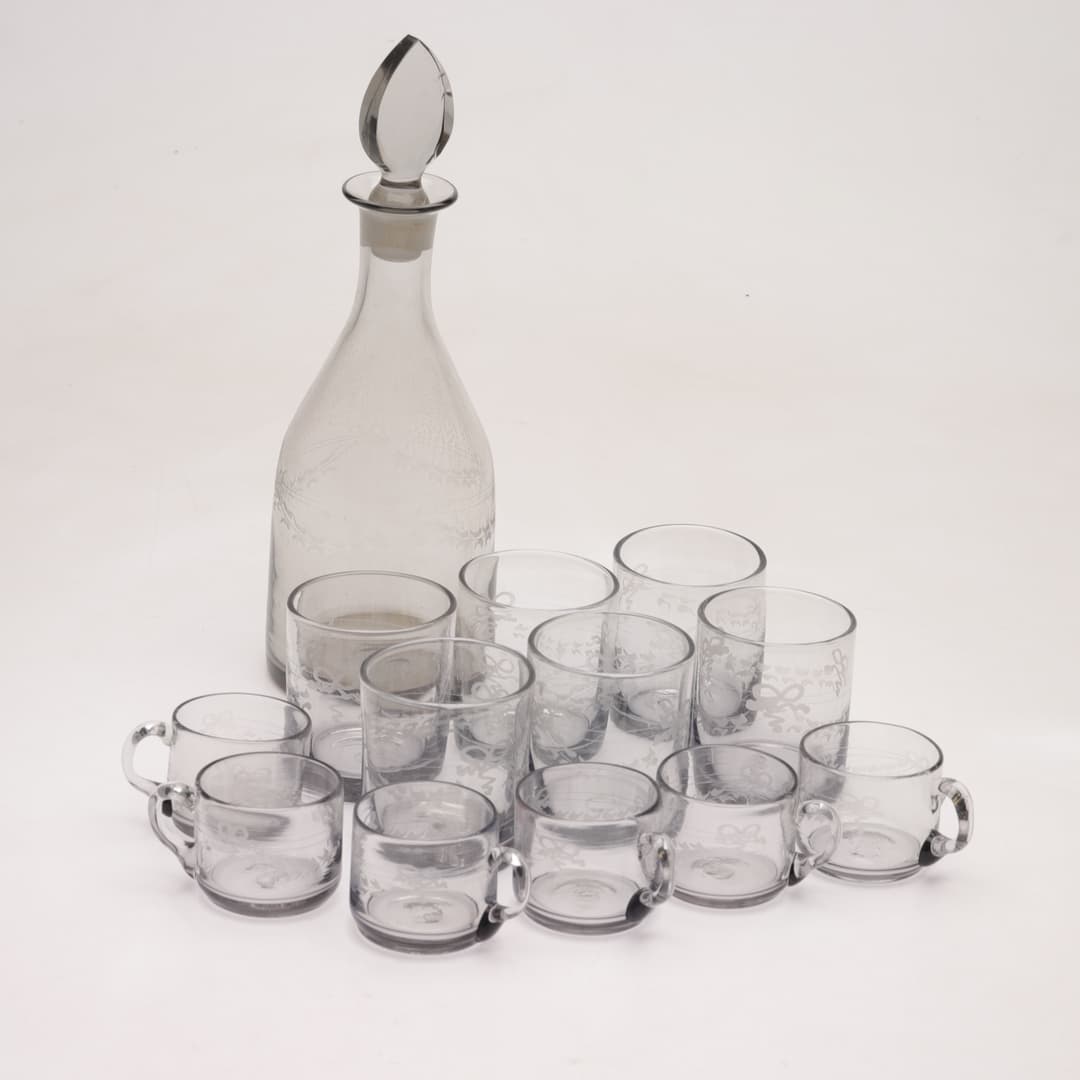 GLASSERVISDELAR, 13 st, "Antik", Reijmyre, 1900-tal.
