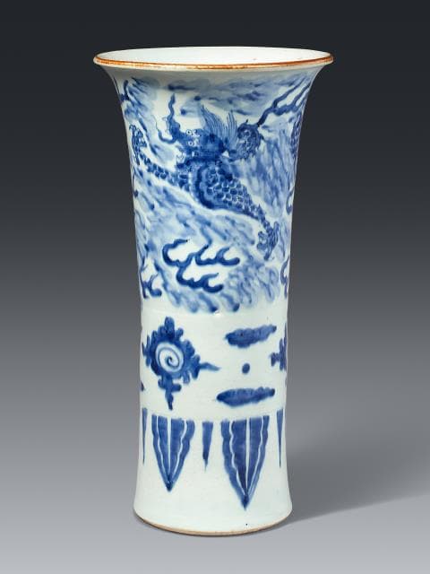 A blue and white beaker vase. Shunzhi period (1644-1661)