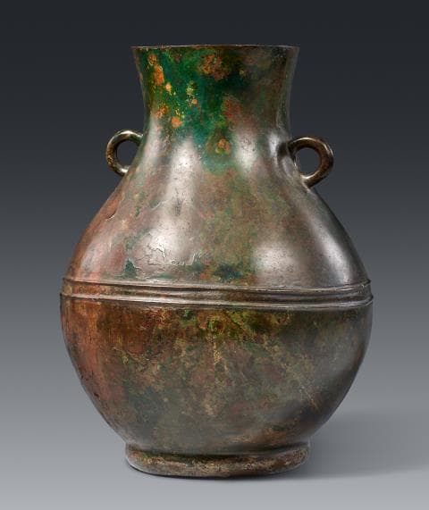 A hu-shaped bronze vase. Han dynasty (206 BC - 220) or later