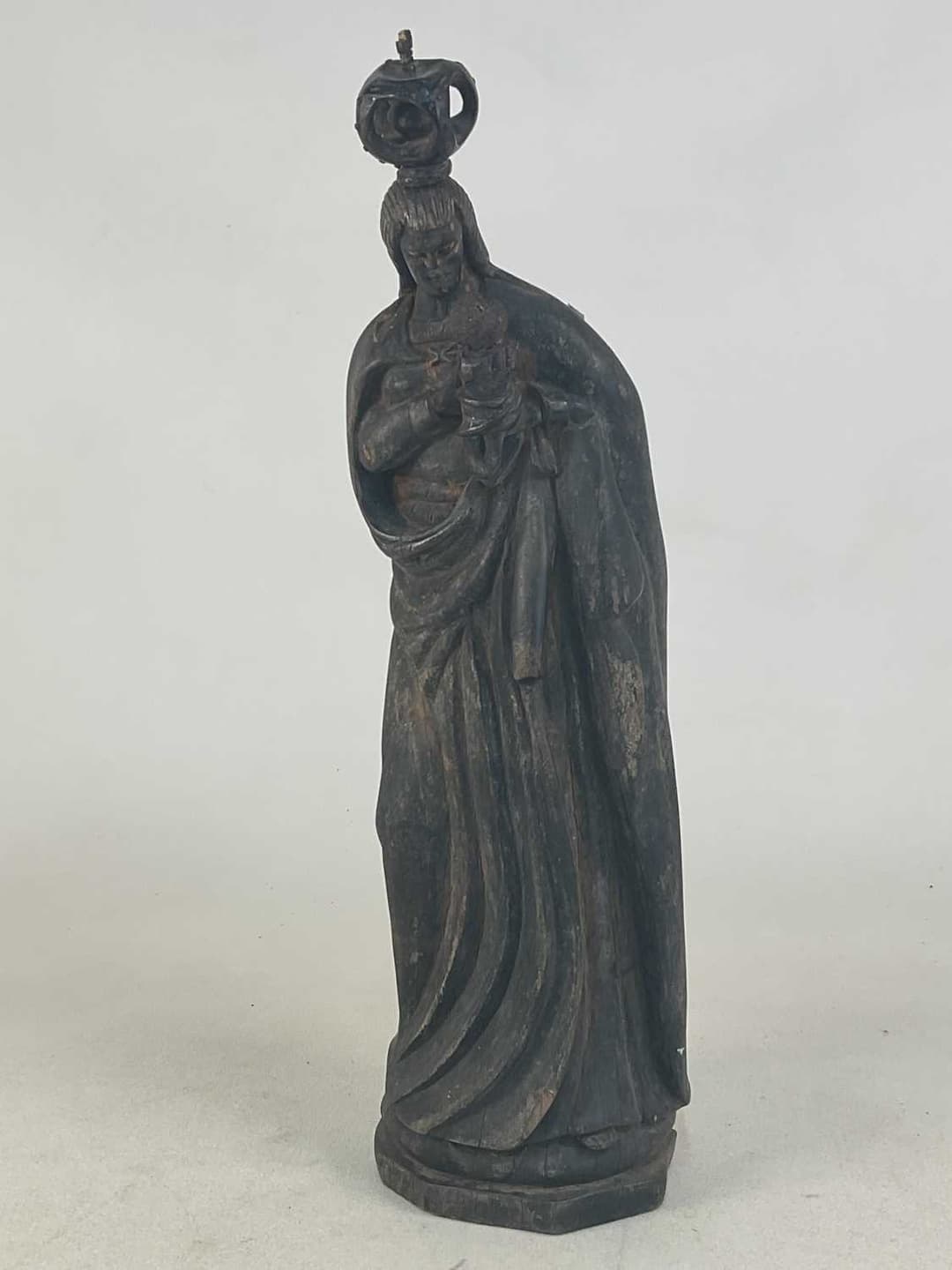 A 19th century Colonial carved hardwood Madonna and child sculpture