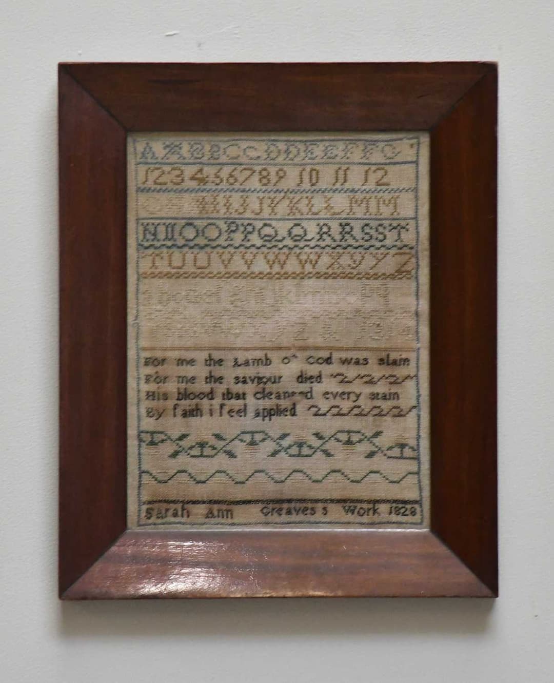 A 19th century sampler by Sarah Ann Greaves
