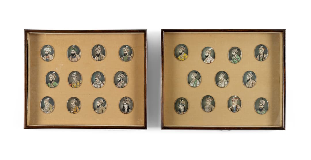 A GROUP OF PORTRAIT MINIATURES ON IVORY OF MUGHAL EMPERORS