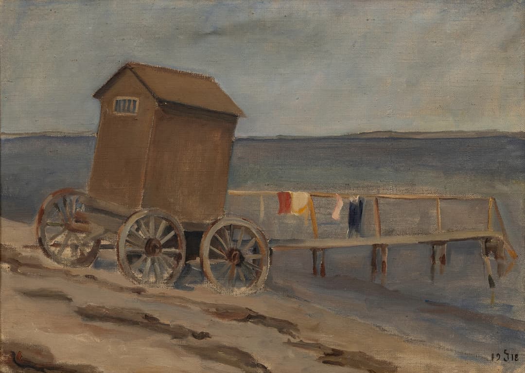 GERDA IVERSEN (1891-1920). TILLSKRIVEN. "Motiv från Moesgårds Strand