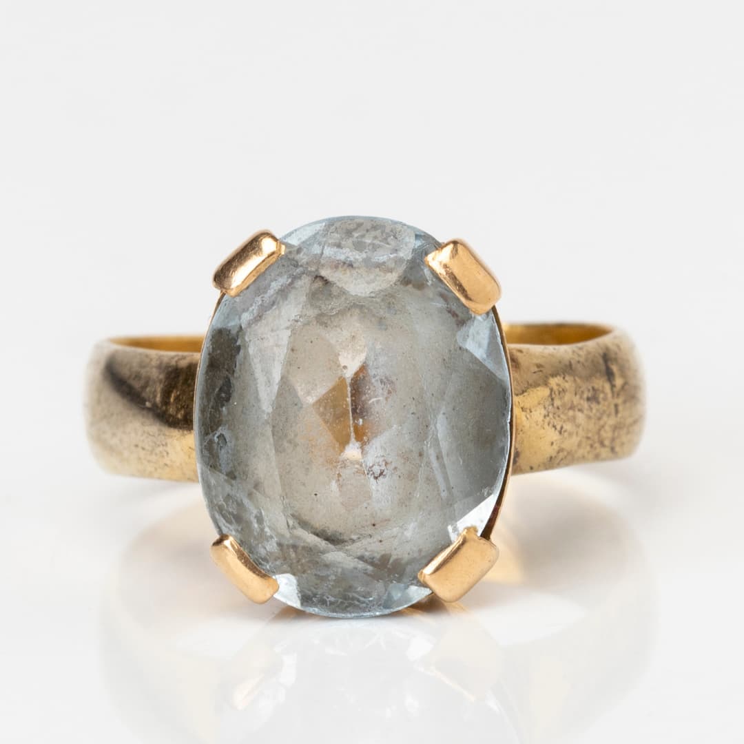 RING, guld, 23K samt blå sten, Petterssons Eftr Juvelerar Ab Joh, 1931.