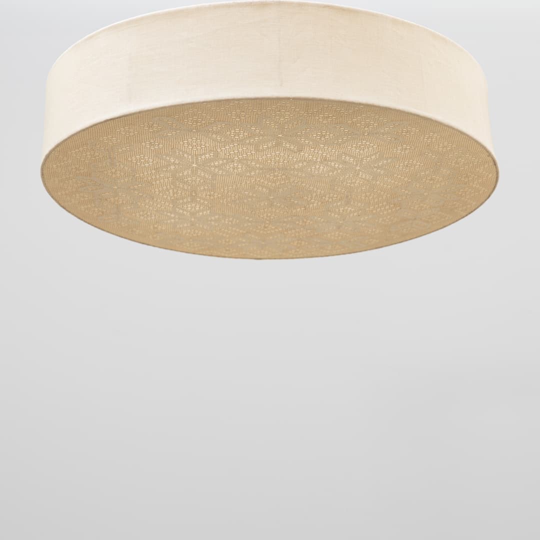 TAKPLAFOND, naturvitt linne med virkad brosyd, 1950/60-tal.