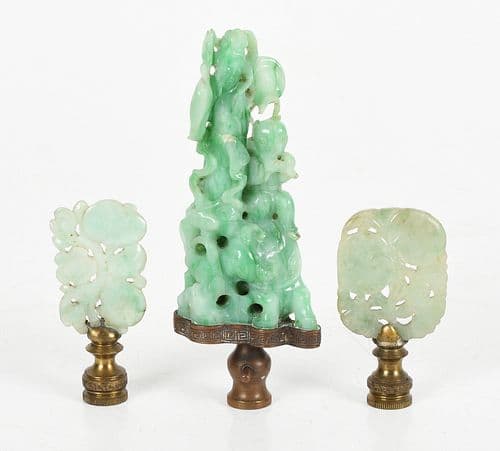 Three Chinese Jade Lamp Finials