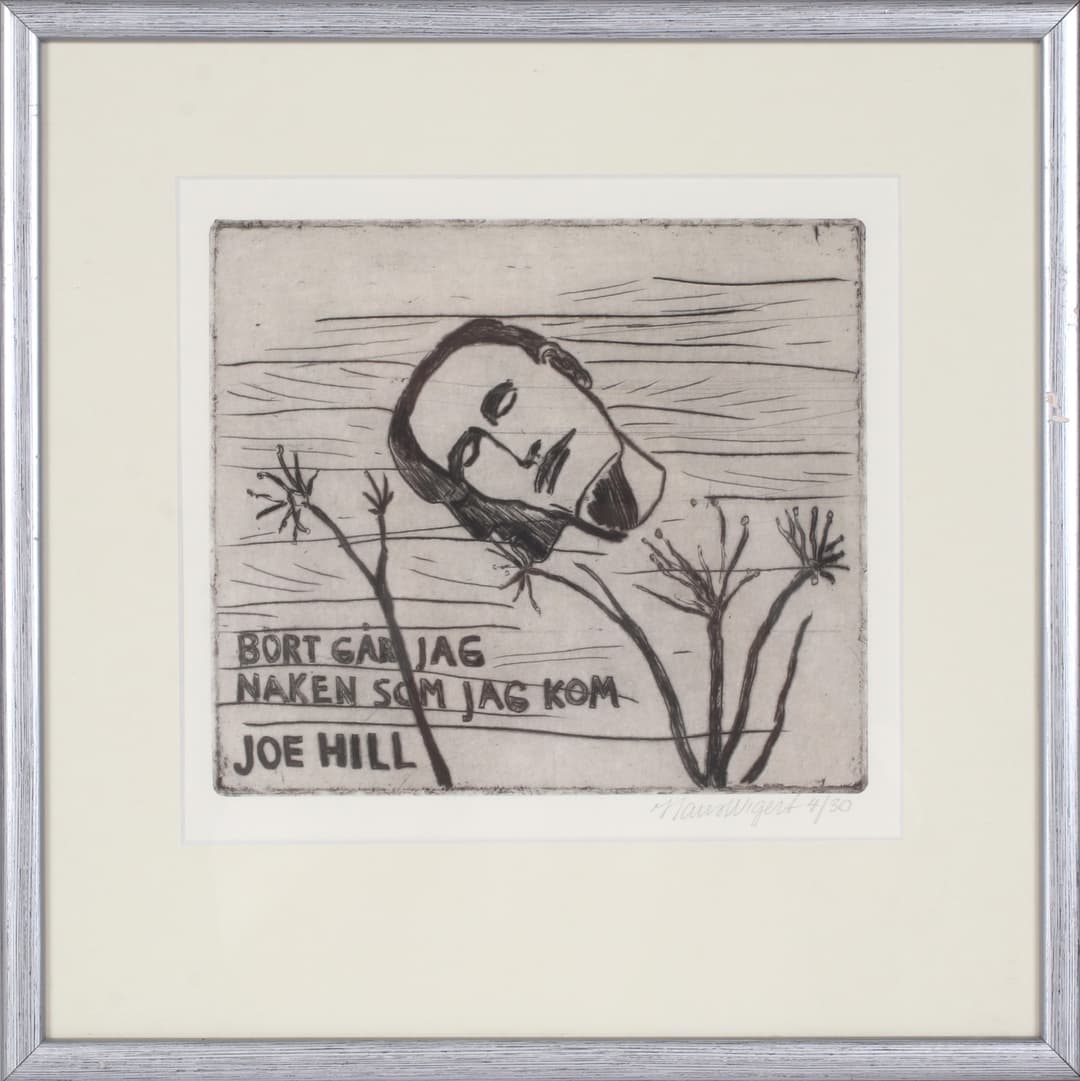 HANS WIGERT. "Bort går jag naken som...", etsning, signerad och numrerad 4/30.