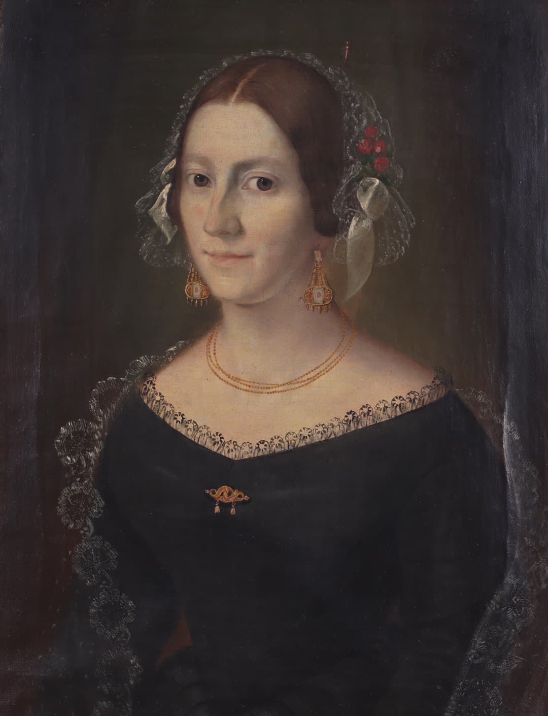 OKÄND KONSTNÄR. Porträtt, olja på duk, 1800-talets mitt.