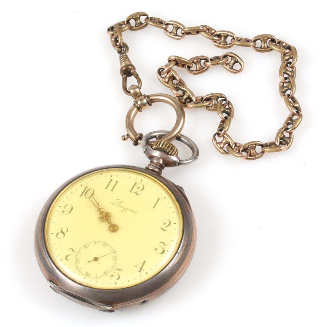 FICKUR, manuellt uppdrag, boett i silver, Longines.