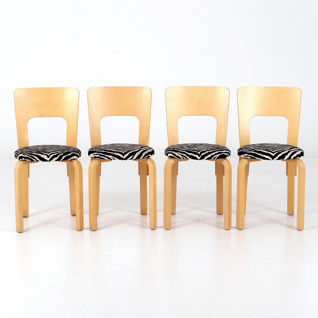 ALVAR AALTO. Stolar, 4 st, modell 66, Artek, Finland.