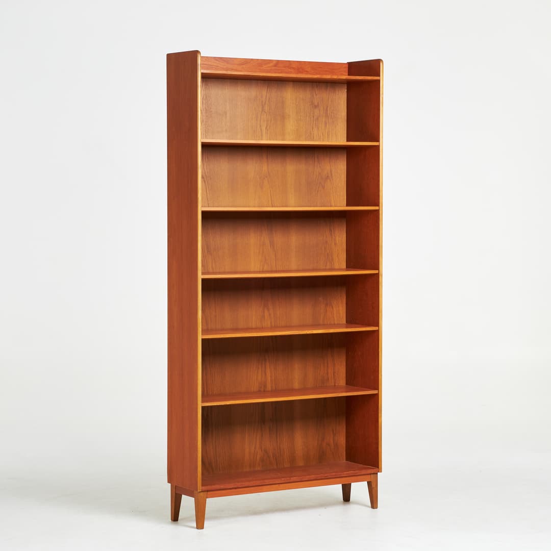BOKHYLLA, teak, bakvändigt brickmärkt, Pettersson Nilson, 1900-tal.