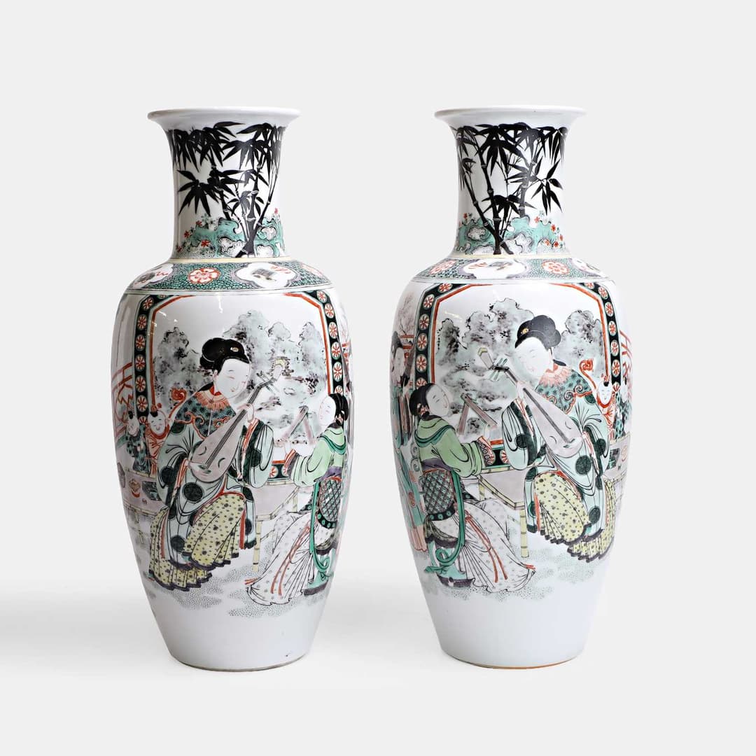 A pair of Chinese famille verte vases 19th century