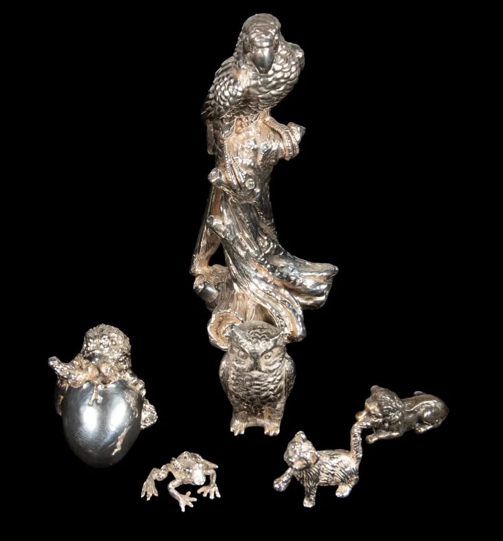 (6) SILVER ANIMAL FIGURINES
