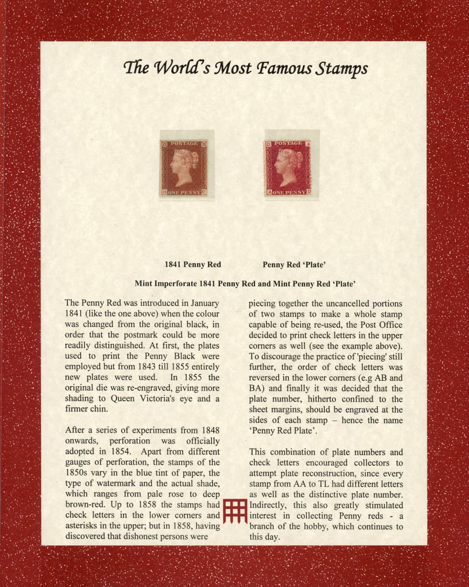 Great Britian 1d red brown mint stamp and 1d unused (2), 1d perforated