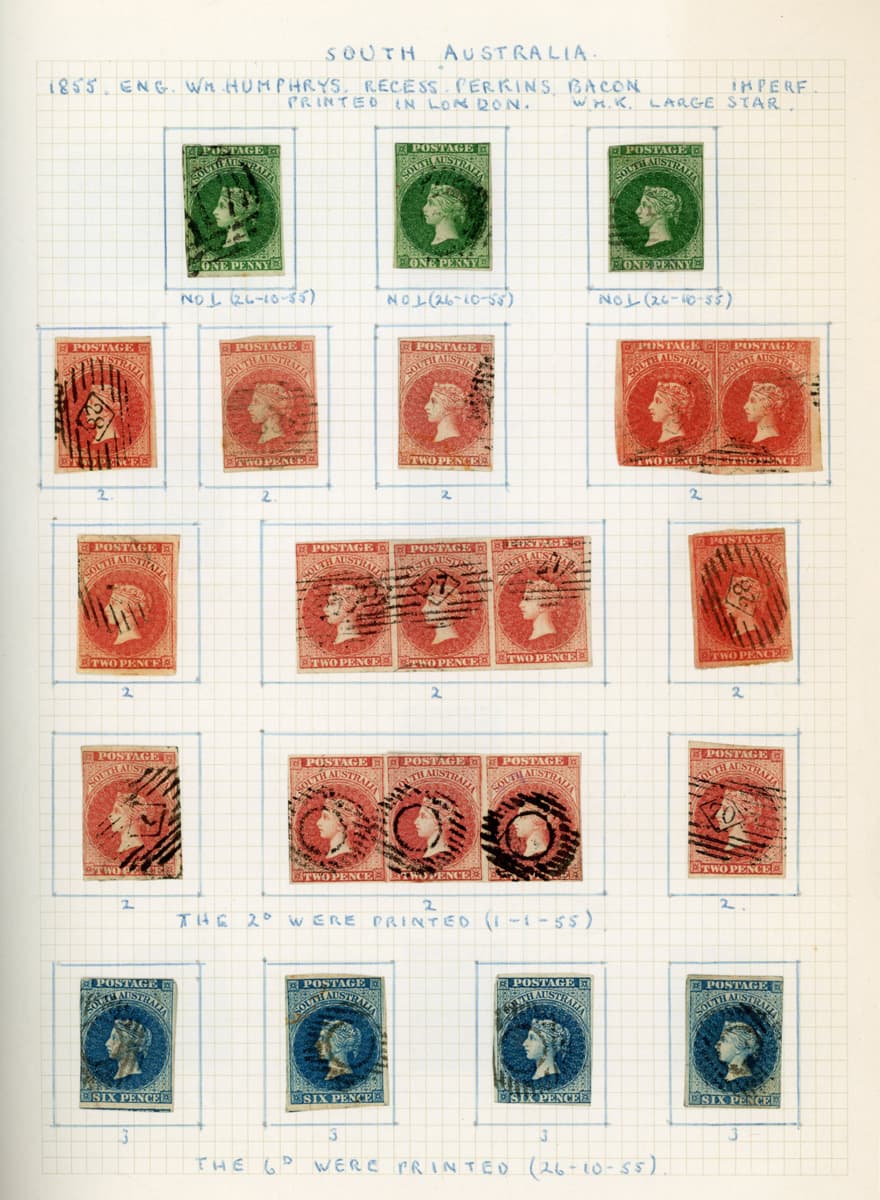 Australia and Australian States stamps in an album with South Australia