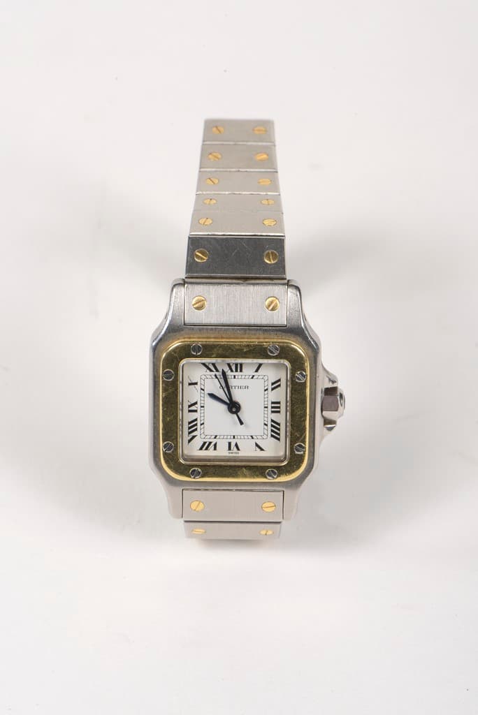 CARTIER. Montre bracelet de dame en acier (14,30 g) et or 18K (2,80