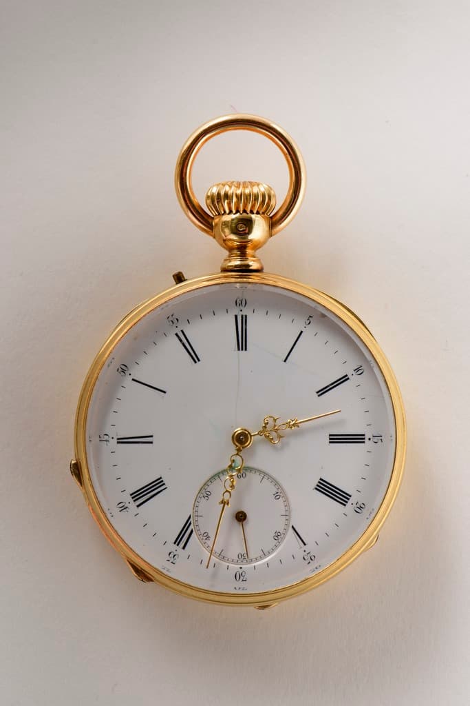 Montre de gousset à double cuvettes en or jaune 18 ct ( poincon tête