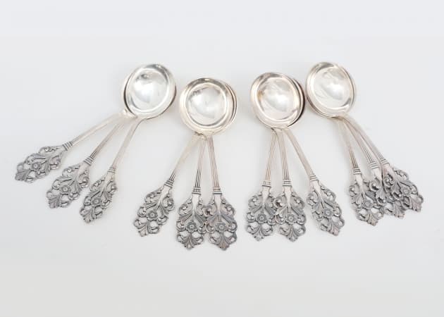 Glasskedar 12 stycken silver