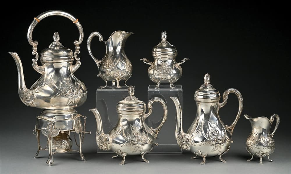 COLLECTION OF 6: MADE IN GERMANY .925 STERLING SILVER ENGRAVED FLORAL