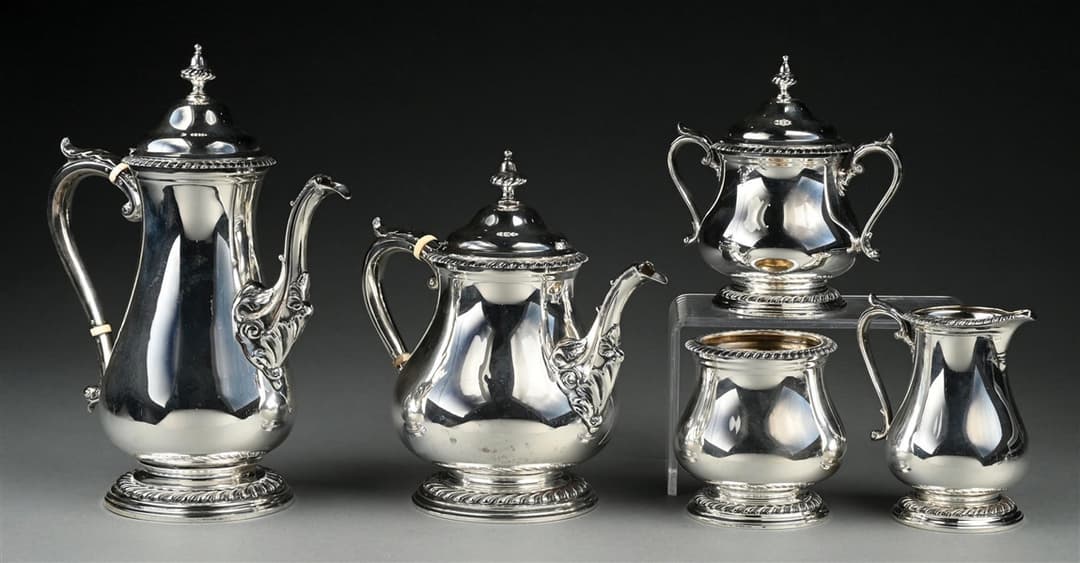 COLLECTION OF 5: SHREVE & CO., STERLING SILVER COFFEE & TEA SET