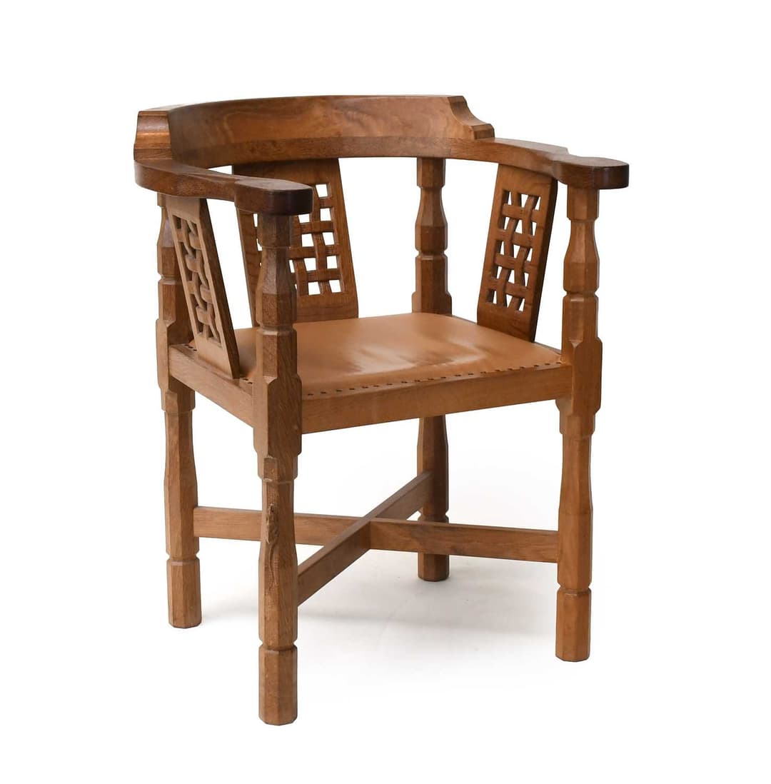 Workshop of Robert Mouseman Thompson (Kilburn): An English Oak Monk's Chair