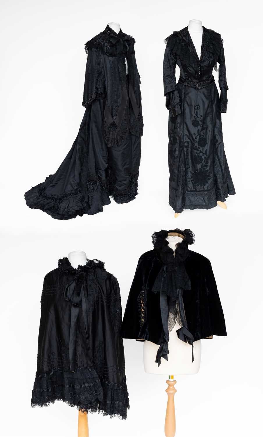 Late 19th Century Black Silk Costume, Mantles and Costumes Little
