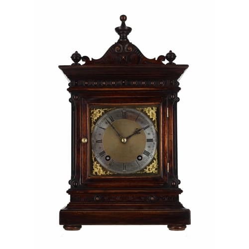 Winterhalder & Hofmeier walnut mantel clock, the 5" squa...