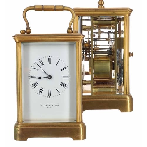 French striking brass cased carriage clock, the white Roman ...