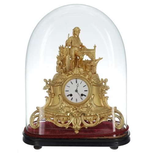 Decorative 19th century French gilt-metal figural mantel clo...