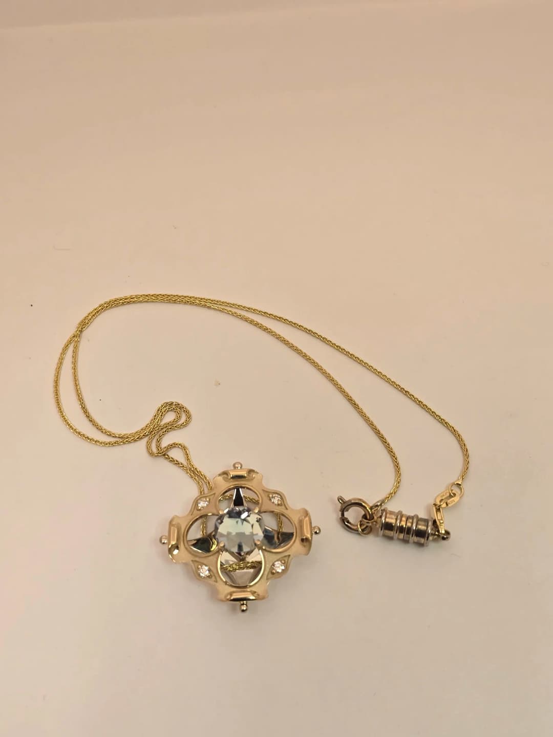 Galatea 14k Yellow Gold, Aquamarine, Emerald, Ruby, and Diamond Kaleidoscope
