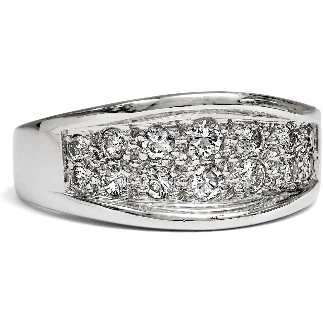 Vintage White Gold Ring with 0.44 ct Brilliant Cut Diamonds, Germany c. 1985