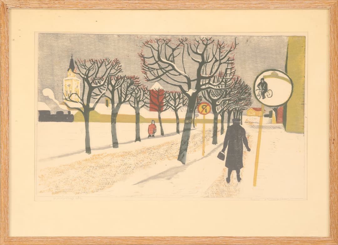 SVEN LJUNGBERG. Färgträsnitt, provtryck, signerad, 1900-tal.