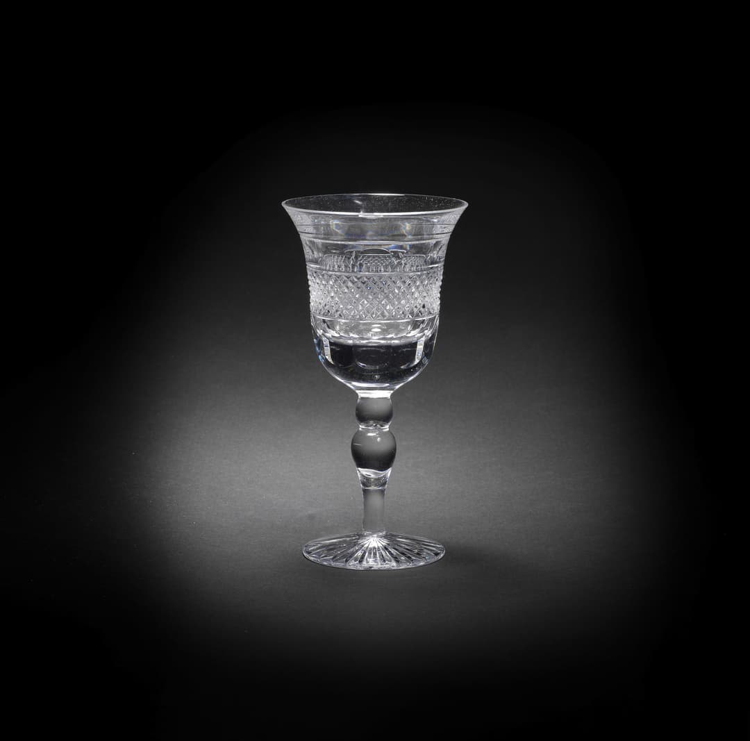 Nineteen cut-glass red wine glasses Made by Cumbria Crystal in the