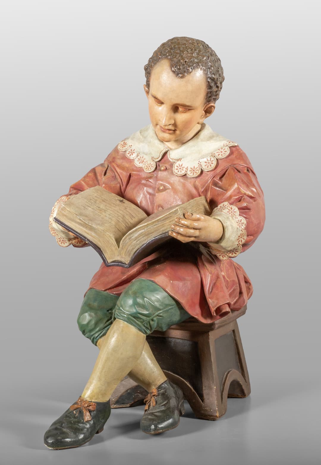 G.Nardini (fine sec.XIX) Giovinetto seduto in lettura scultura in