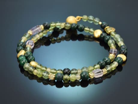 Signs of spring! Fancy Armband mit Peridot Malachit Fluorit Amethyst