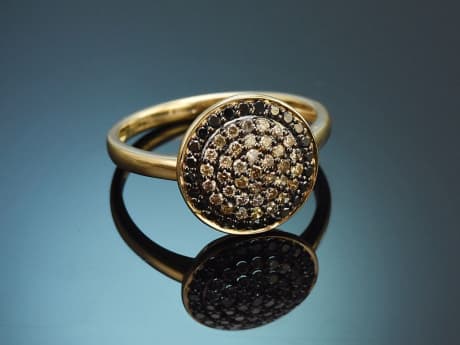 Black Sparkle! Schicker Ring mit schwarzen und champagnerfarbenen