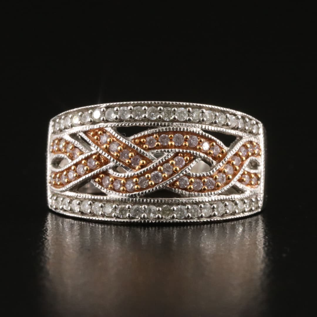 14K 0.74 CTW Diamond Braided Band