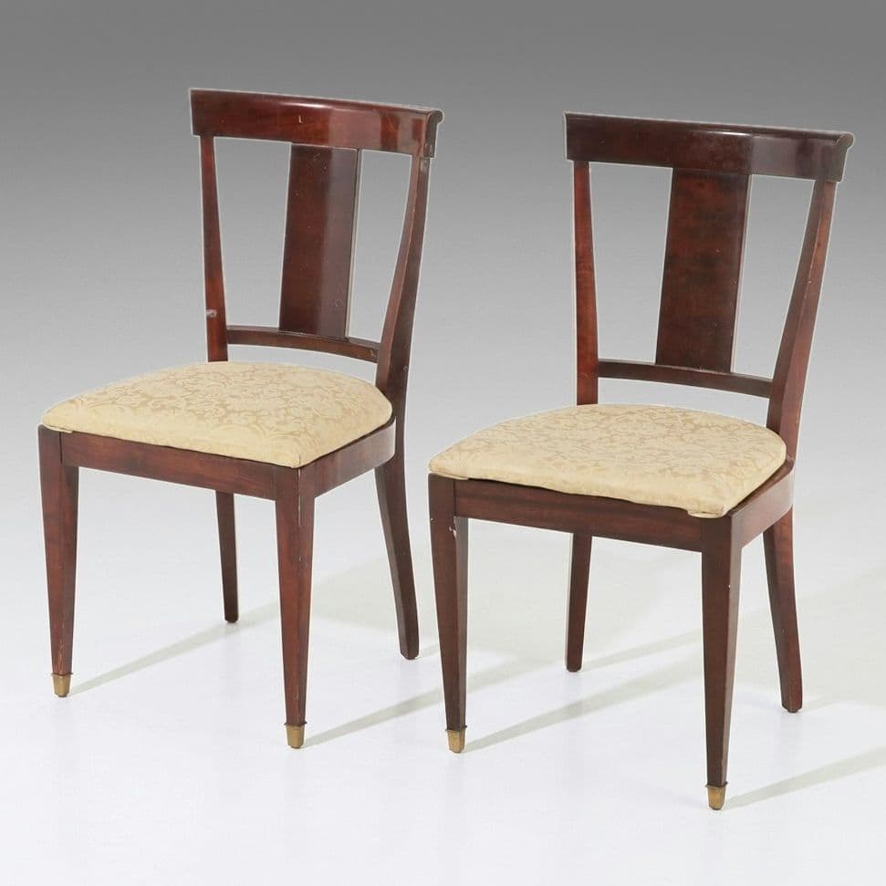 Pair of Biedermeier Style Mahogany Side Chairs, 20th Century