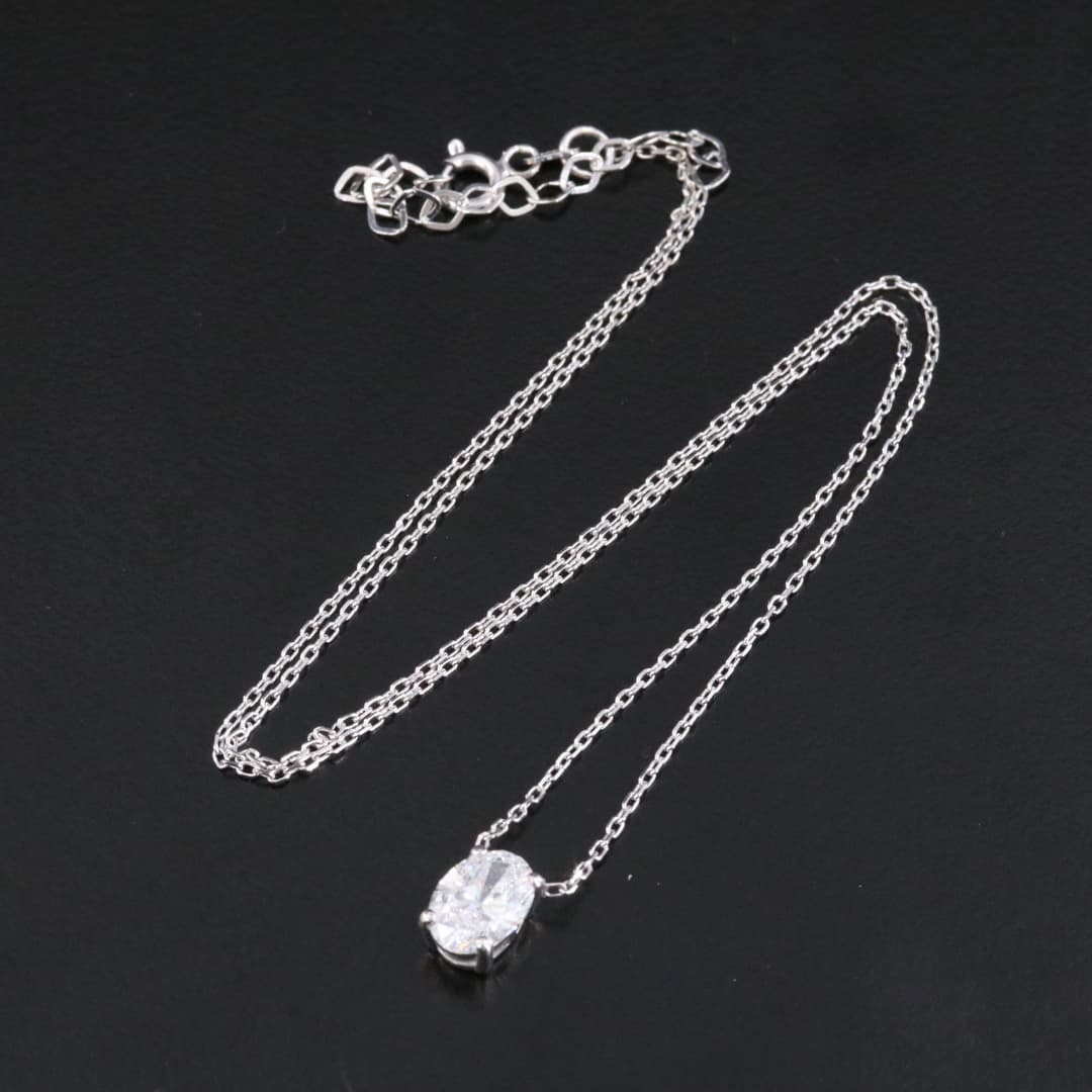14K 1.00 CT Lab Grown Diamond Solitaire Necklace with IGI Jewelry Report