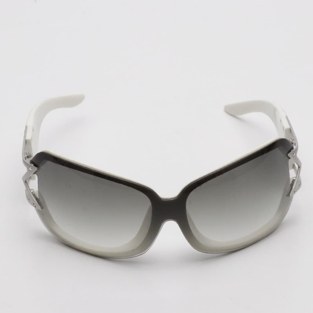 M by Madonna x H&M Shield Style Crystal Embellished Sunglasses in White