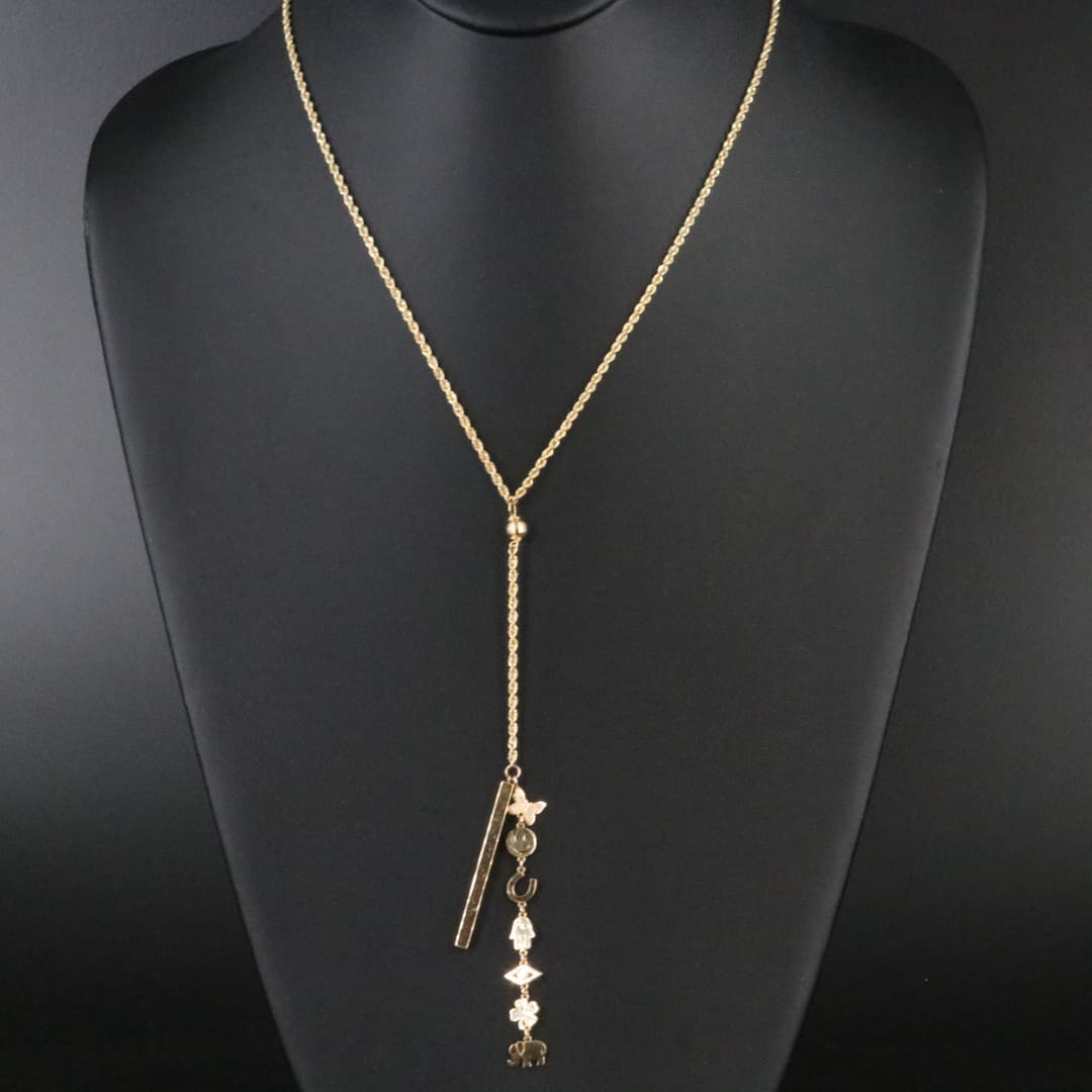 14K Bar Necklace with Sydney Evan Icon Charms