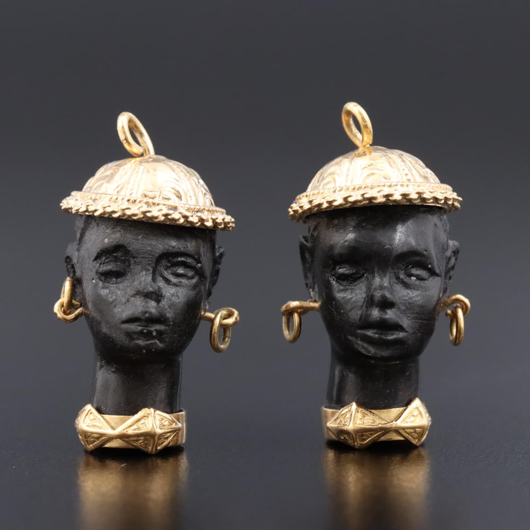 Pair of Figlio di Vittorio Franconeri & Co 18K Ebony Blackamoor Pendants