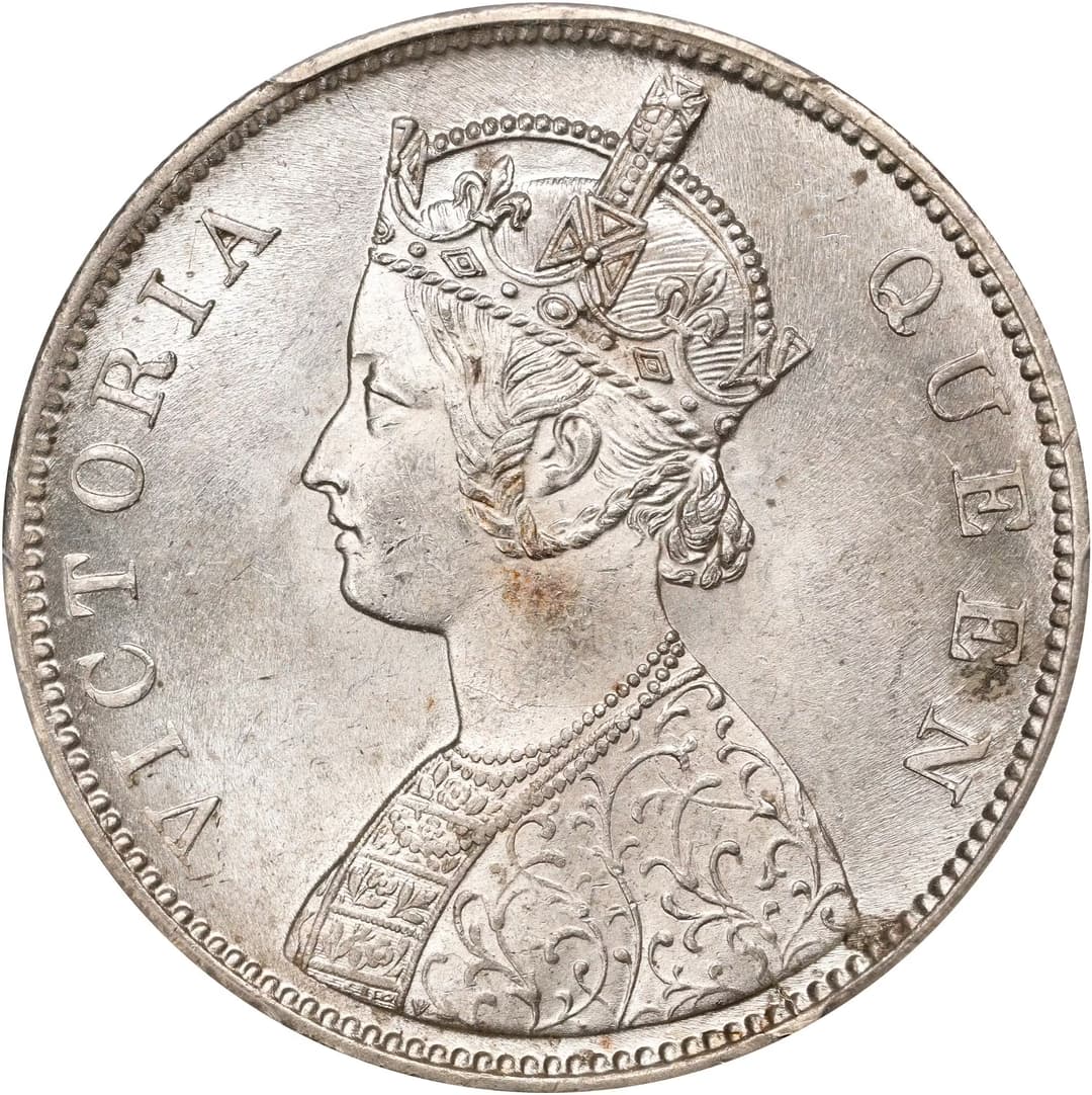 INDIA. Rupee, 1862-(C). Calcutta Mint. Victoria. PCGS MS-63.