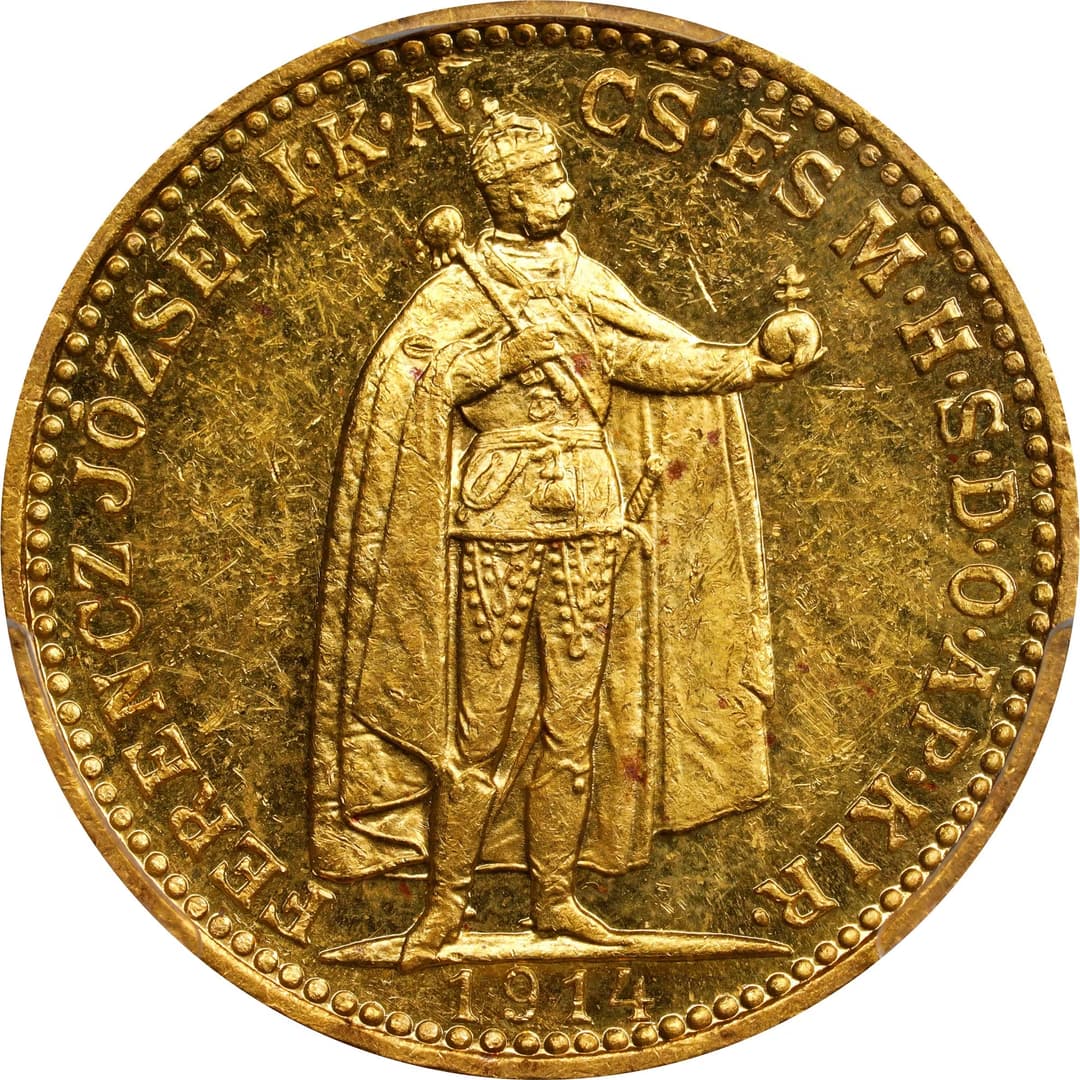 HUNGARY. 20 Korona, 1914-KB. Kremnica Mint. Franz Joseph I. PCGS MS-61.