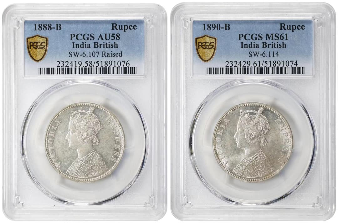 INDIA. Duo of Rupees (2 Pieces), 1888 & 1890. Bombay Mint. Victoria.