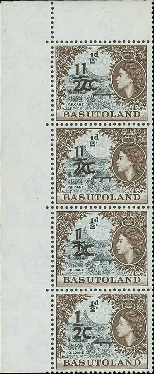 Basutoland 1961 (14 Feb.) Decimal Surcharges ½c. on ½d. grey-black