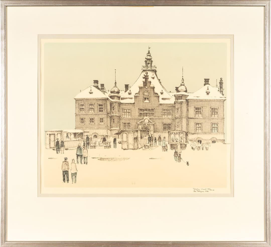 ÅKE PETTERSSON-NÅW. Färglitografi "Torgdag Umeå" Signerad & numrerad: 153/210.