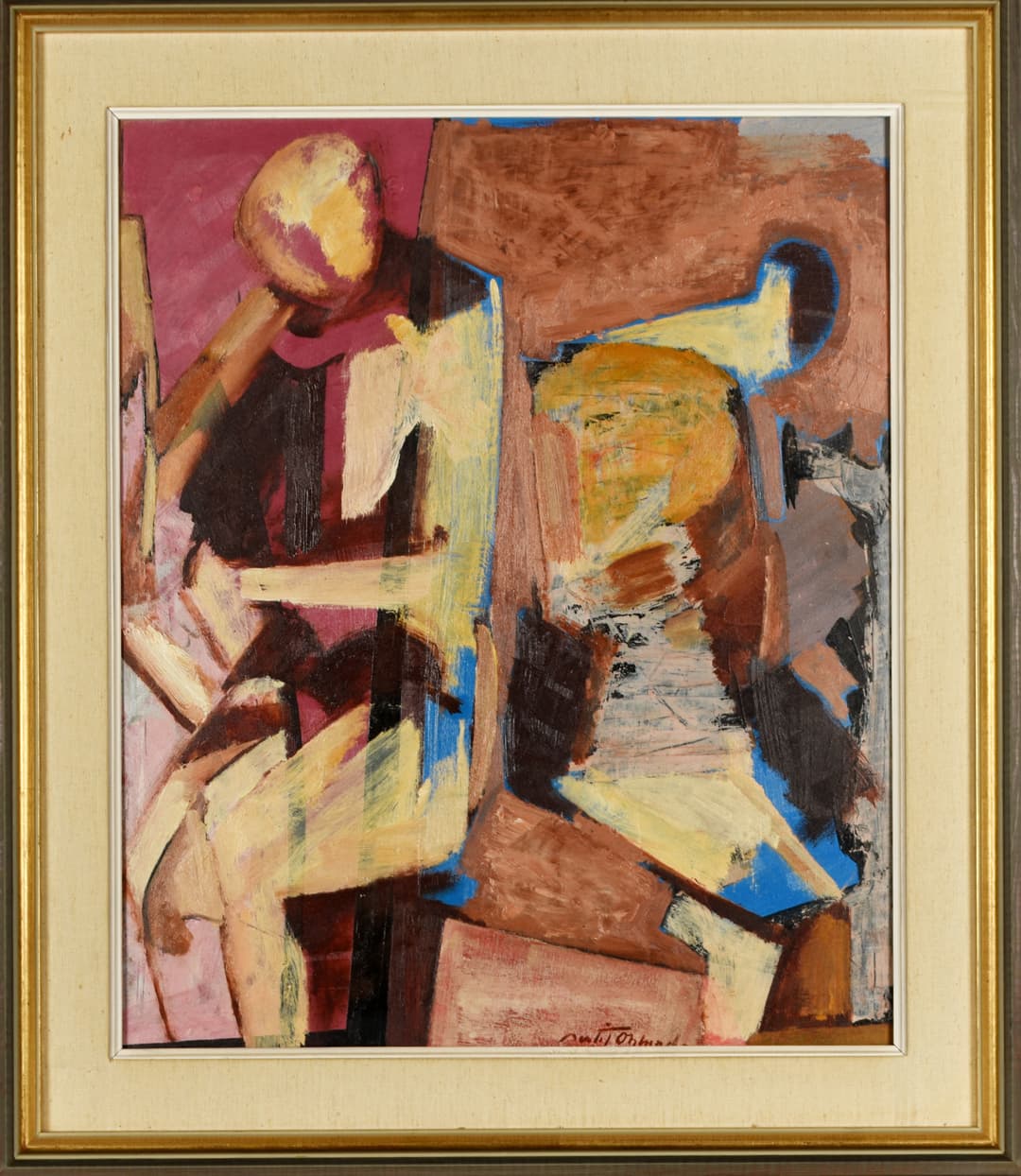 BERTIL ÖHLUND. Olja på pannå, Figurkomposition, Signerad.