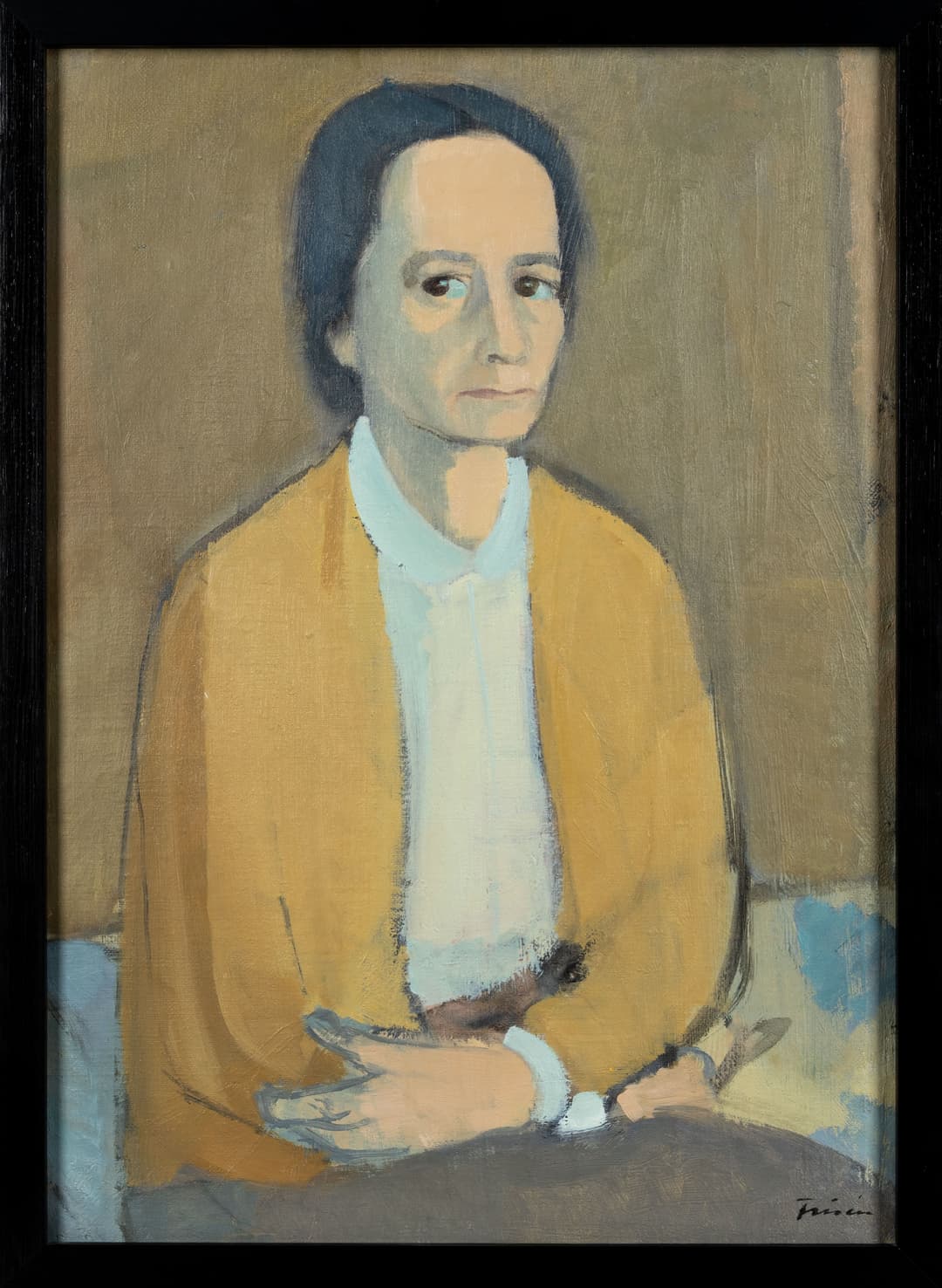 VERA FRISÉN. Olja på duk "Porträtt" Signerad 1900-tal.