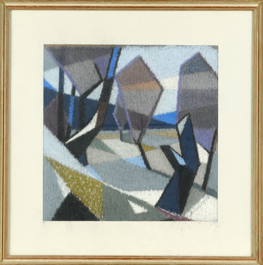 IVAR RÖNNBERG. Pastell på papper, "Första snön", Signerad och daterad 1958.